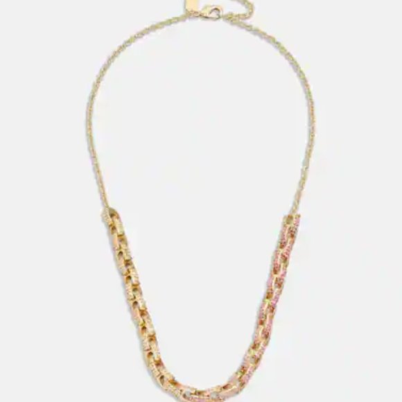 Coach Pave Signature Chain Link Necklace in Pink - Picture 3 of 6